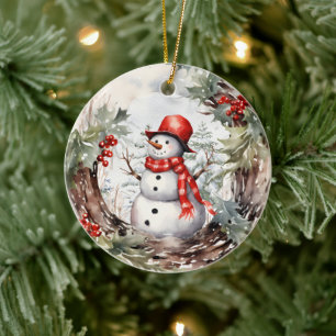Jul Winter Snögubbe Julgransprydnad Keramik