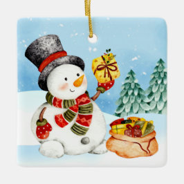 jul Wintery Snögubbe Ceramic Ornamic Julgransprydnad Keramik