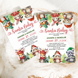 Jul Woodland Animals Santa Baby Shower Inbjudningar