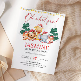 Jul Woodland Forest Winter Birthday Inbjudningar