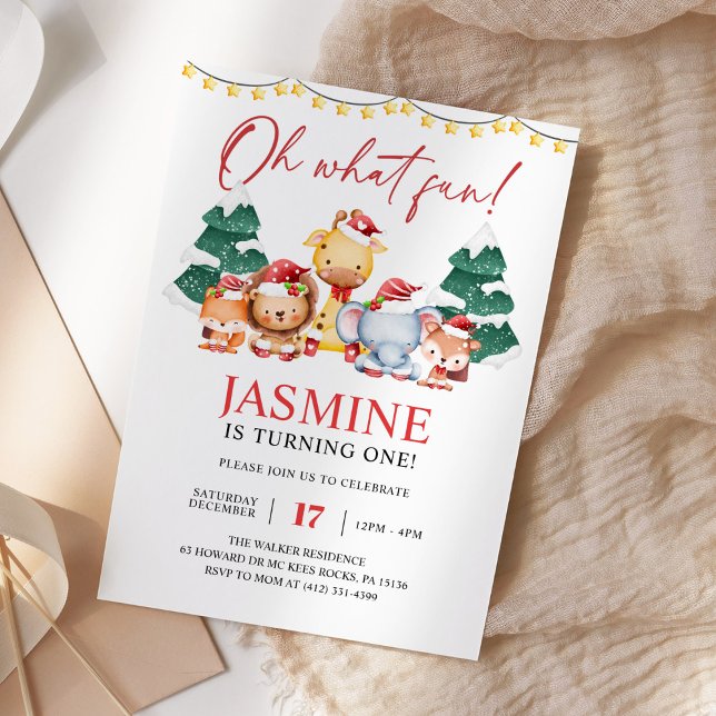 Jul Woodland Forest Winter Birthday Inbjudningar (Skapare uppladdad)