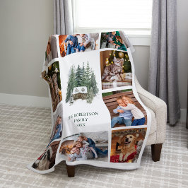 Jul Woodland Rustic Family 10 Photo Collage Fleecefilt