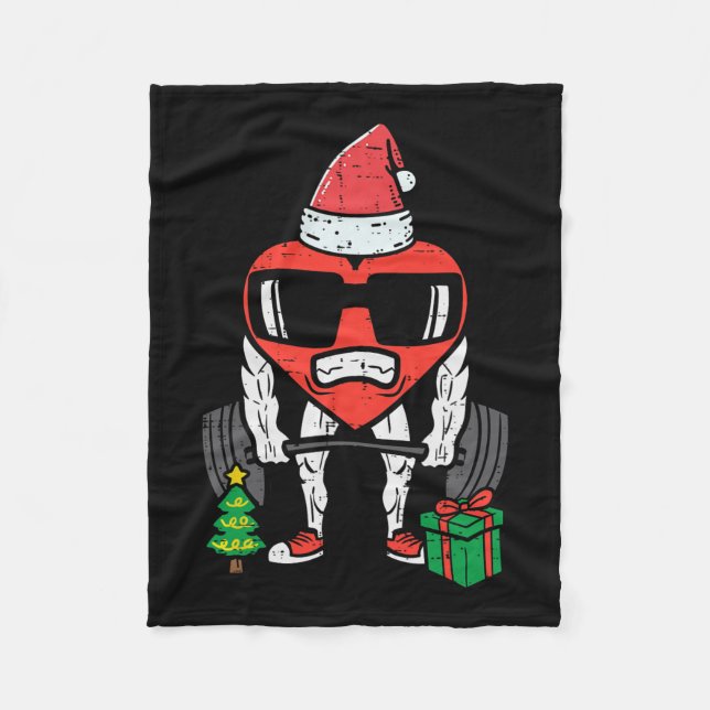 Jul Workout Heart Liiting Julafton Gym Exercise Fleecefilt (Framsidan)