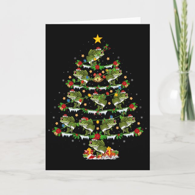 Jul Xmas Belysning Tomte Avgrund Fisk Julgran Kort (Framsida)