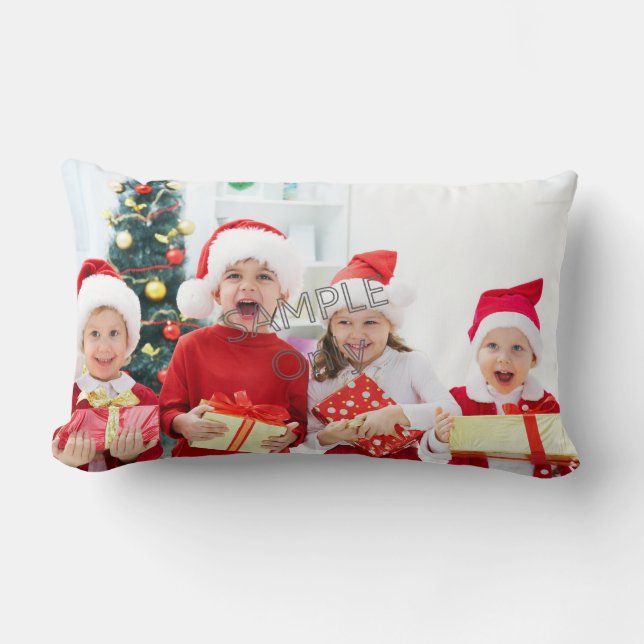 Jul Xmas Fotomal 2 barn familj Lumbarkudde (Framsida)