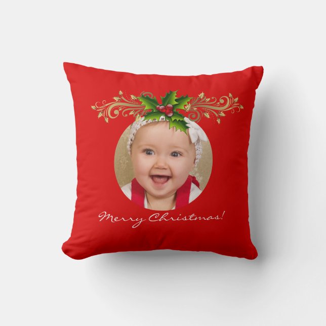 Jul Xmas Fotomal Mall Bebis familj Kudde (Framsida)