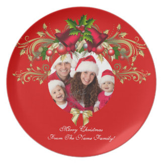 Jul Xmas Fotomall 3 barn familj Tallrik