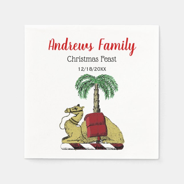 Jul Xmas Heraldisk Kamel Palmtree Färg Pappersservett (Framsidan)