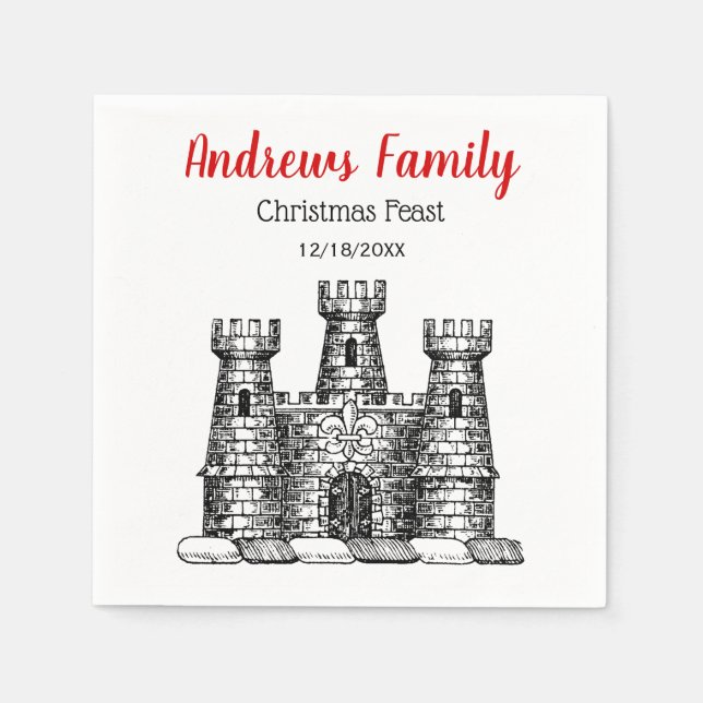 Jul Xmas Heraldisk Slott Emblem Vapen Crest C Pappersservett (Framsidan)