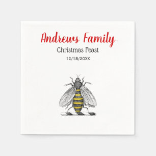 Jul Xmas Heraldisk Vintage Bie Emblem C Pappersservett