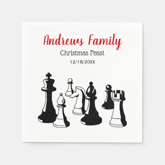 Jul Xmas - Schackpjäser Vintagekonst #2 Pappersservett (Framsidan)