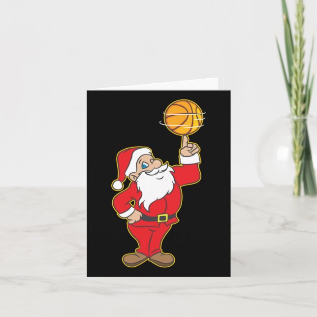 Jul Xmas Tomte Basketboll Presentidé för högtider  Kort (Framsida)