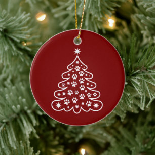 Jul Xmas Träd Vinter Glad Ljus Högtid Julgransprydnad Keramik