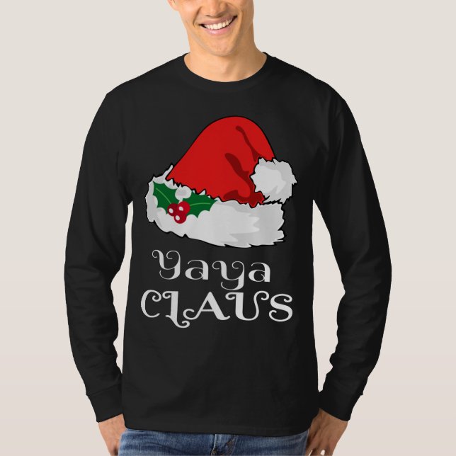Jul Yaya Claus Matching Pajama Santa Hat X-m T Shirt (Framsida)