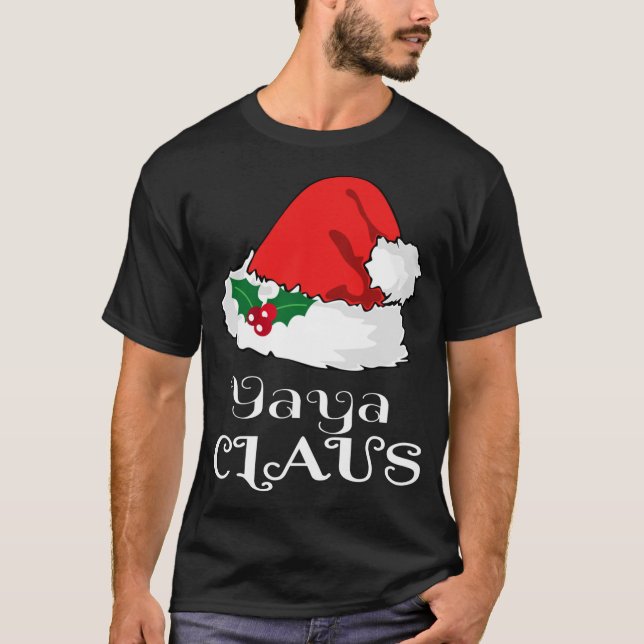 Jul Yaya Claus Matching Pajama Santa Hat X-m T Shirt (Framsida)