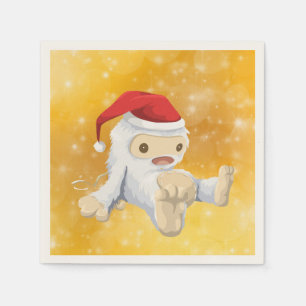 Jul Yeti Doll på Guld Bokeh Design Pappersservett