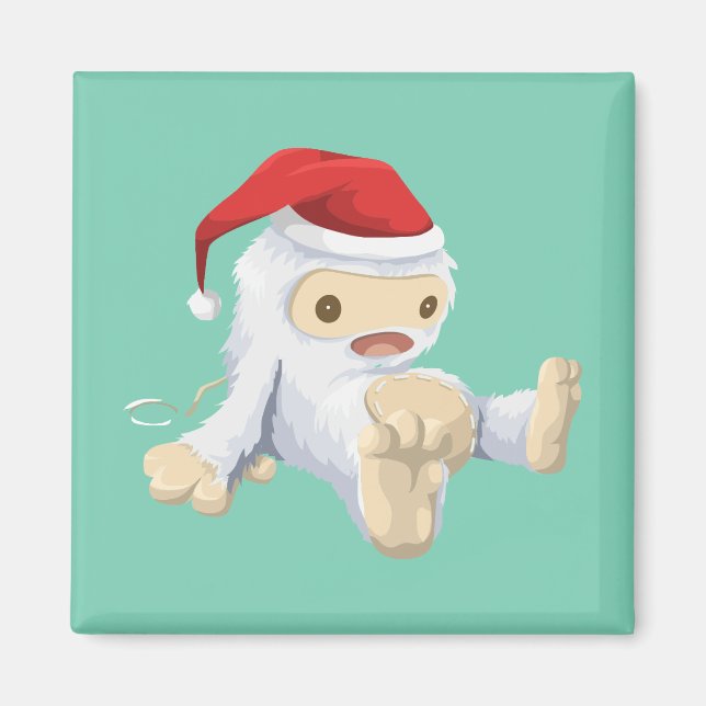 Jul Yeti Doll Wearing a Santa Hat Magnet (Framsidan)