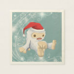 Jul Yeti Doll Wearing a Santa Hat Pappersservett<br><div class="desc">En uppsättning pappra blöjor med en illustration av en söt liten juljacka, leksak doll, som bär en röd julhatt. Den lilla yeti har en dragsträng för att få honom att prata och han är täckt i mjukt vitt päls med ljusbruna accenter. Bakgrunden är ett återgrönt blått färg med finare blomstrande...</div>