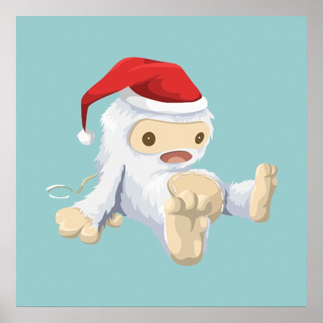 Jul Yeti Doll Wearing a Santa Hat Poster (Framsidan)