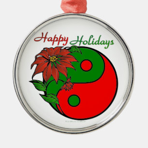 jul Yin Yang Poinsettia Julgransprydnad Metall