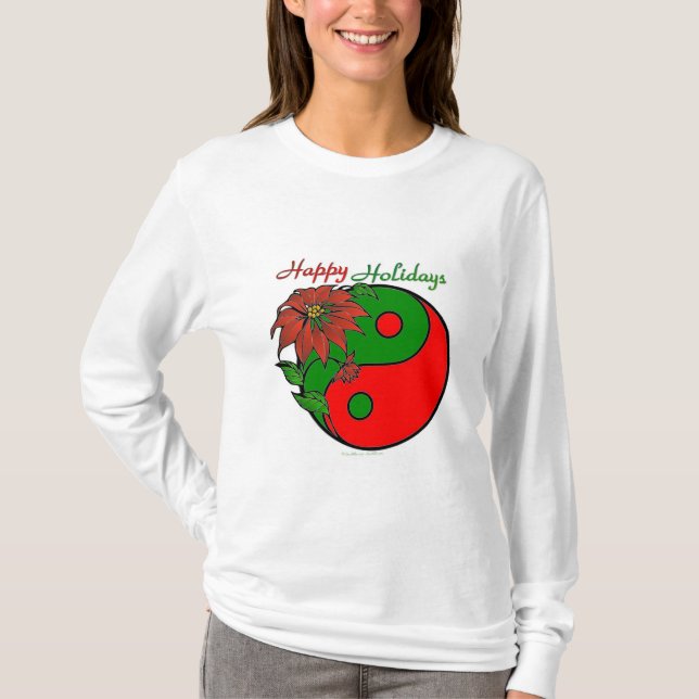 jul Yin Yang Poinsettia T Shirt (Framsida)