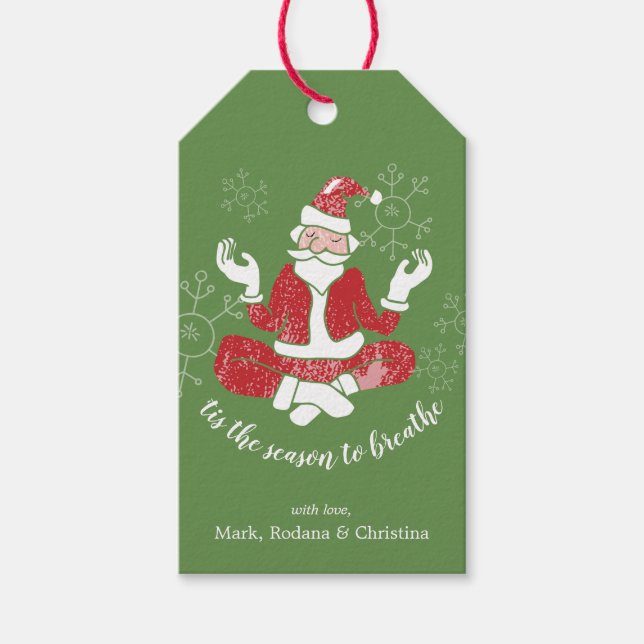 Jul Yoga Santa Breathe-Personligen Presentetikett (Framsidan)