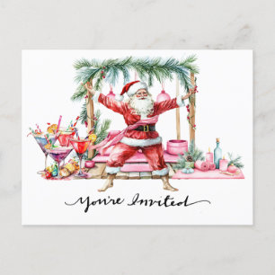 Jul Yoga Santa Klaus Poserar Fest inbjudan