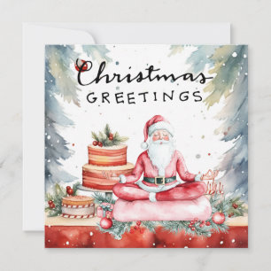 Jul Yoga Santa Klaus Poserar Festinladan Julkort
