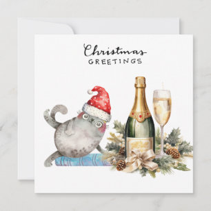 Jul Yoga Tomte Katt Poserar Festinbjudan Julkort