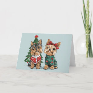 Jul Yorkie Hundar Helgkort