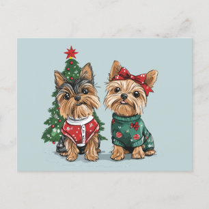 Jul Yorkie Hundar Vykort