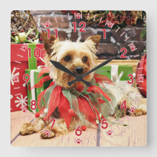 Jul - Yorkie - Kinsey Fyrkantig Klocka