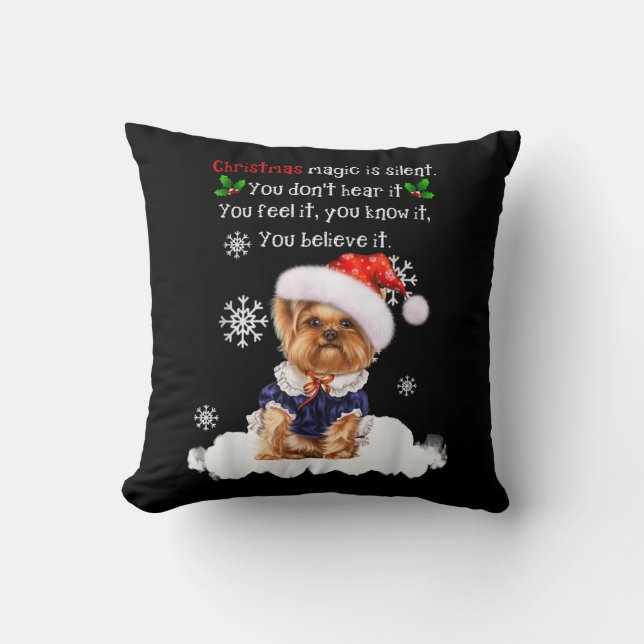 Jul Yorkshire Terrier Funny Yorkie Puppy Kudde (Framsida)