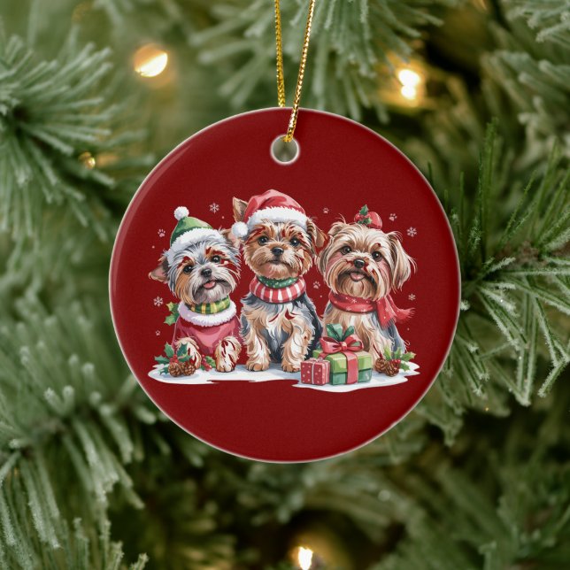Jul Yorkshire Terrier Hundälskare Julgransprydnad Keramik (Träd)