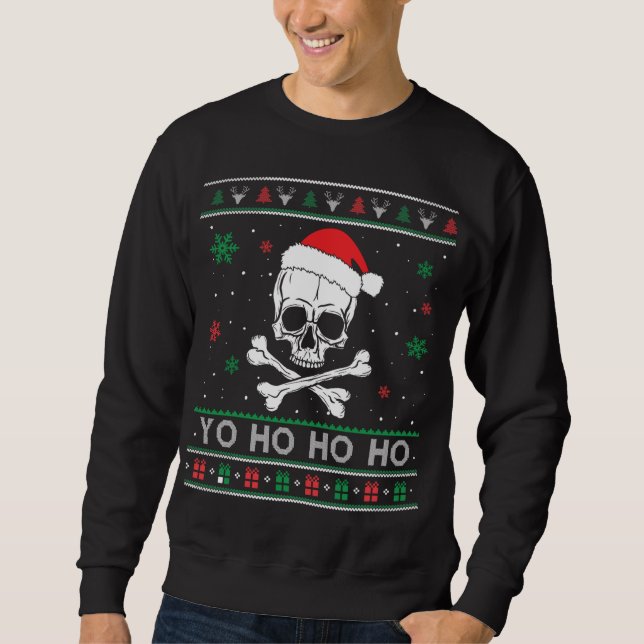 Jul You ho UGLY Pirat Funny Pajamas Famil Lång Ärmad Tröja (Framsida)