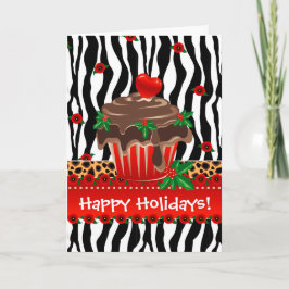 Jul Zebra Cupkaka Leopard Heart Helgkort
