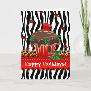 Jul Zebra Cupkaka Leopard Heart Helgkort