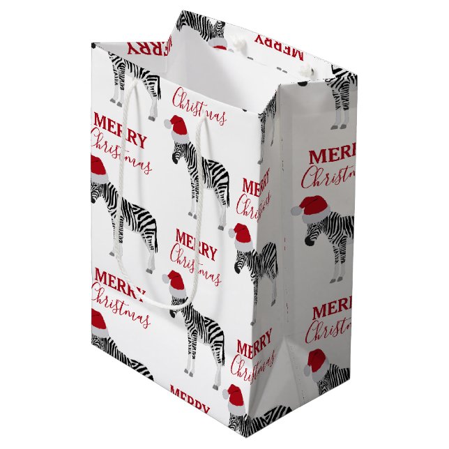 Jul Zebra Funny Animal med Santa Hat (Framsidan Vinklad)