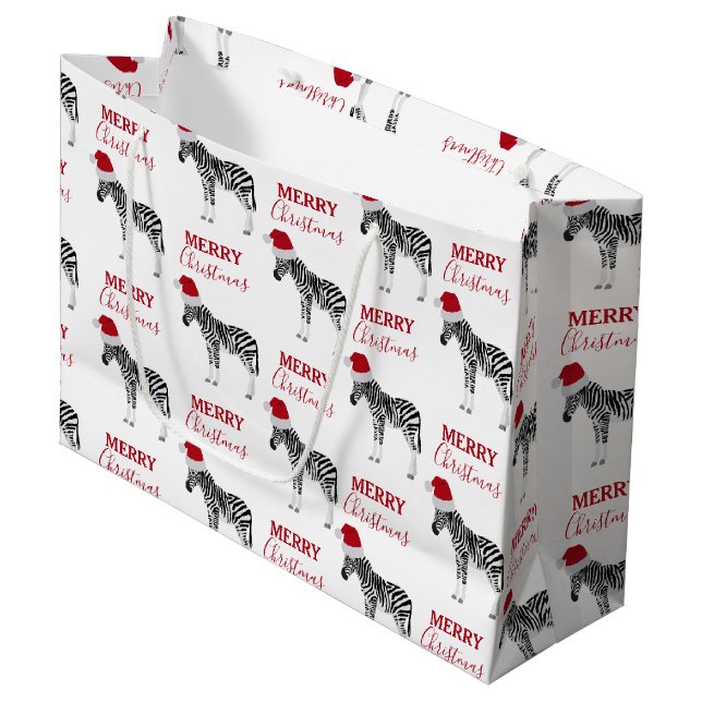 Jul Zebra Funny Animal med Santa Hat (Framsidan Vinklad)