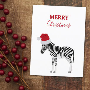 Jul Zebra Funny Animal med Santa Hat Helg Vykort
