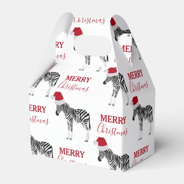 Jul Zebra Funny Animal med Santa Hat Presentaskar (Framsidan Sidan)