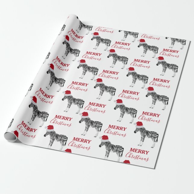 Jul Zebra Funny Animal med Santa Hat Presentpapper (Utrullad)