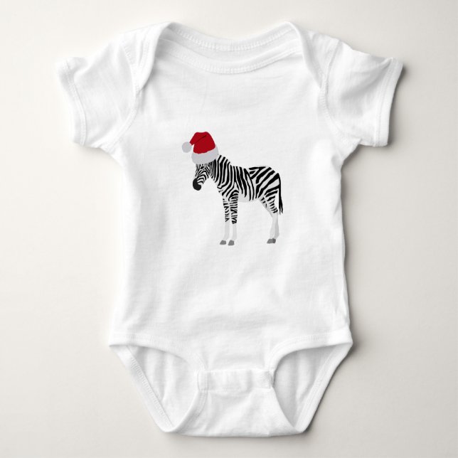 Jul Zebra Funny Animal med Santa Hat T Shirt (Framsida)