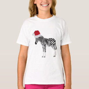 Jul Zebra Funny Animal med Santa Hat T Shirt