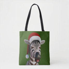 Jul Zebra Funny Animal Wearing Santa Hat Tygkasse