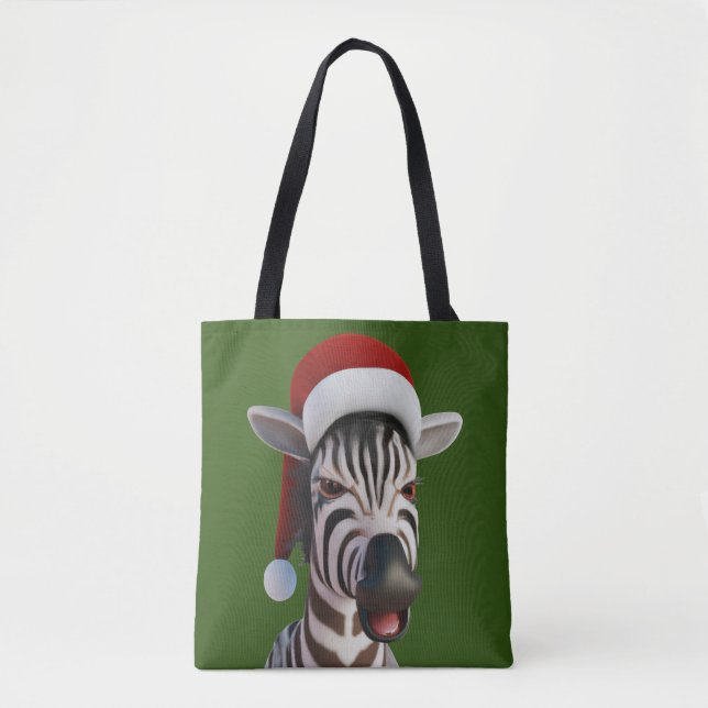 Jul Zebra Funny Animal Wearing Santa Hat Tygkasse (Framsida)