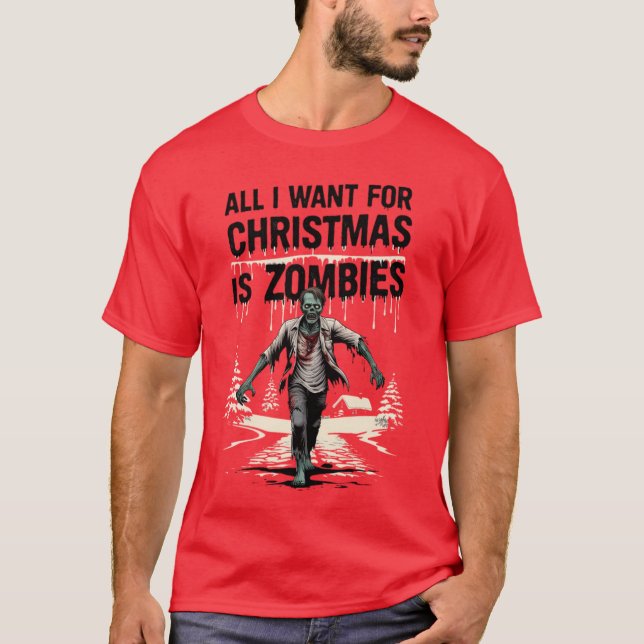 Jul Zombies, fin jul T Shirt (Framsida)