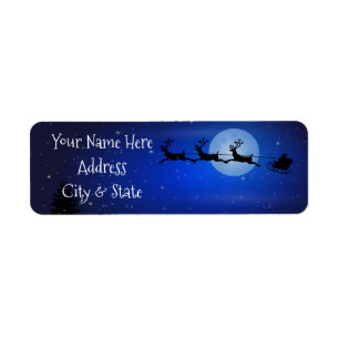 JulAdressetiketter/Santa och Sleigh Returadress Etikett