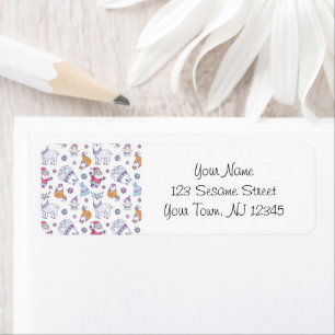 Juladressetiketter – Tomte & Vinterdjur Returadress Etikett