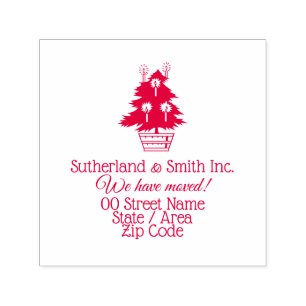 Julaffärsverksamhet flytta julafton träd ny adress självfärgande stämpel